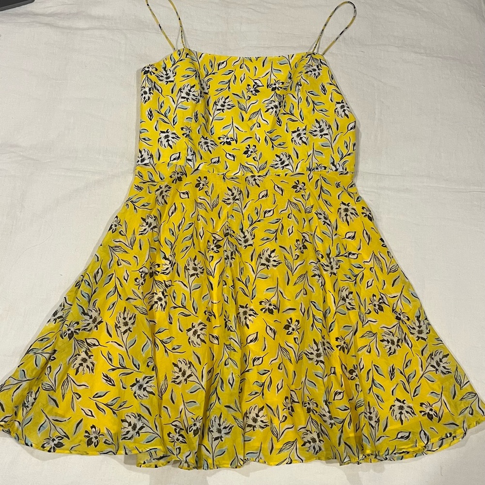 Alice and Olivia Yellow Floral Print Mini Dress
